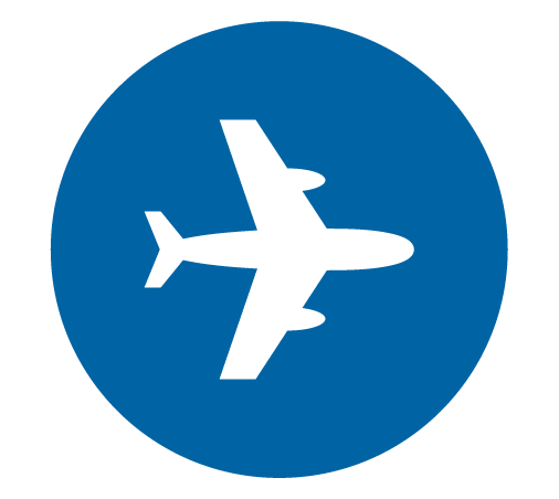 Blue Flight Icon - displays airplane