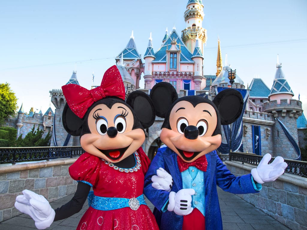 Minnie and Mickey Mouse and Disneyland Park in Orance County, CA